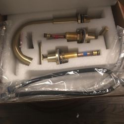 Widespread Double Handle Bathroom Faucet in Brushed Gold