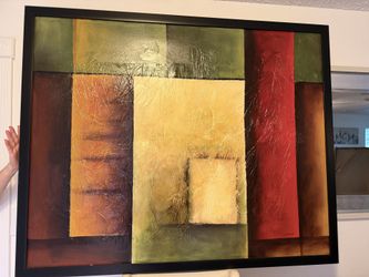Large painting abstract lively colors 42 x 53