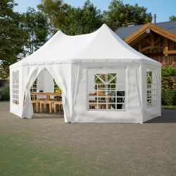20x15 ft Party Tent, Heavy Duty Event Tent with 1 Doors and 7 Windows,White Wedding Tent, Waterproof,UV Protection Outdoor Gazebo Pavilion Shelter Ten