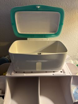 Munchkin diaper change organizer and OXO wipe dispenser