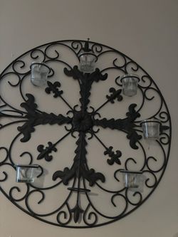 Wrought Iron Round Wall Candle Holder