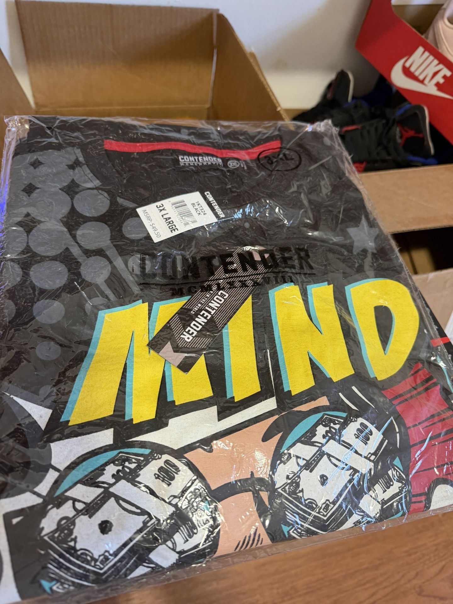 Contender Shirt Mens 3XL Mind On My Money $100 Bills Comic Book Art (new) (Read ad before messing)