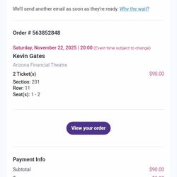 TWO Kevin Gates Concert TICKETS NOVEMBER 22ND 2025