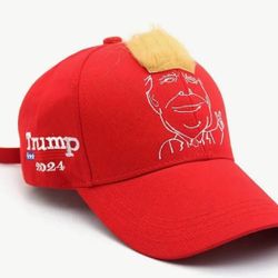 New President Donald Trump Hair 2024 MAGA Adjustable Baseball Cap Hat Unisex