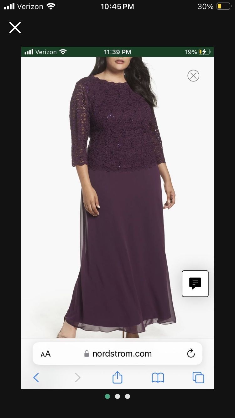 Formal dress. Plum. 14W. Altered To 5’4”