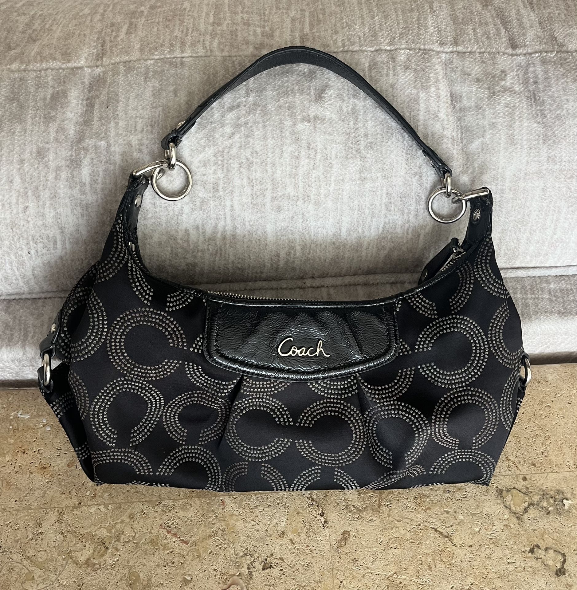 COACH H1221 F20031 Ashley Dotted Op-Art Convertible Hobo Crossbody Purse