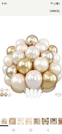 Champagne gold & white 12" balloons