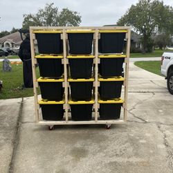 Heavy-Duty Storage Bin Organizer on Casters 