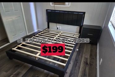 Full size led light bed frame