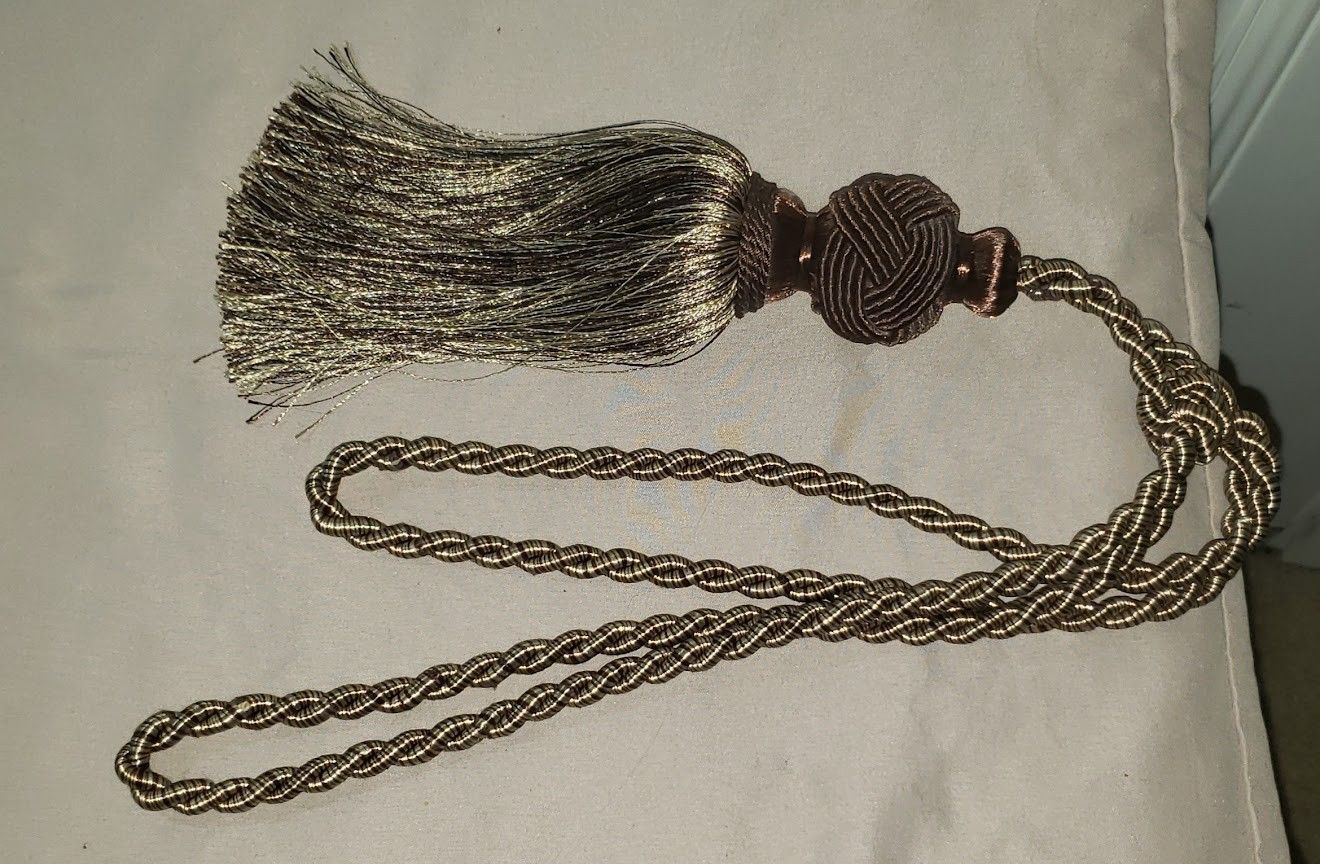 Elegant Brown/Tan Decorative Braided 20" Curtain Tiebacks with Tassels