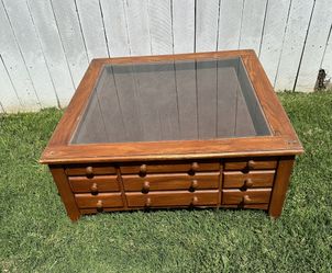 Low Wood Glass Top Coffee Table
