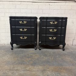 Delivery is available vintage solid wood black pair of nightstand $490 OBO ! Dimensions:W=23in. D=17in. H=27in. /  Delivery is available. /  Click pro