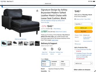 Signature Design by Ashley Bryceview Modern Tufted Leather Match Chaise Chair