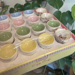 Vtg Butterfly Pastel Ceramic Easter Egg Cups 16 Pieces 
