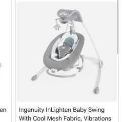 Ingenuity InLighten Baby Swing With Cool Mesh Fabric, Vibrations & Lig - New Kids | Color: Silver 