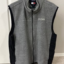 2 Vtg Tommy Hilfiger Fleece Vest Jacket Logo Men's Size XL