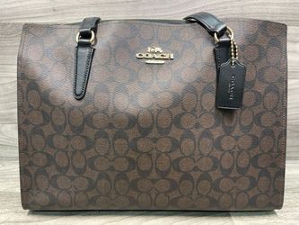 Coach Tatum Carryall Brown Signature Tote Handbag 11.5” New (A1D029281)