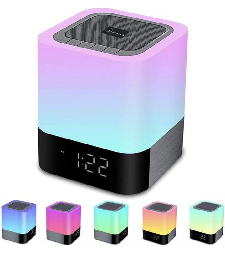 Alarm Clock Bluetooth Speaker Night Light Bluetooth Speaker,Touch Sensor Bedside Lamp,Dimmable Warm Light & Color Changing RGB LED Table Lamp MP3 Musi