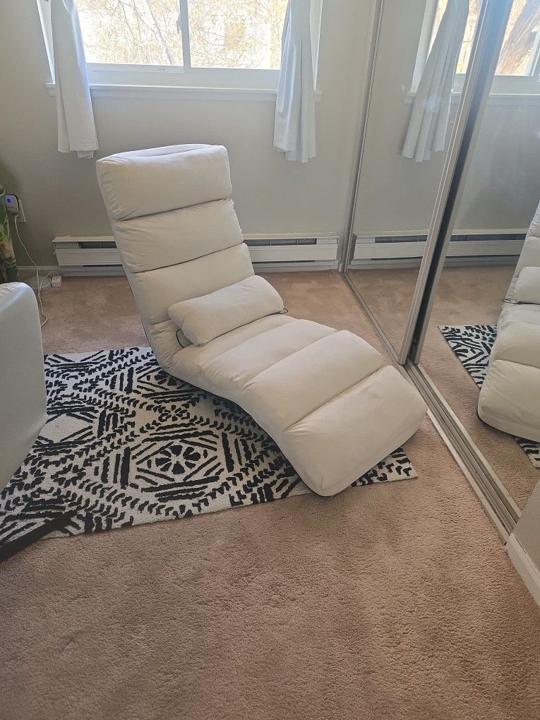 Clean Beige Floor Chaise With Vibrating Massage Pillow