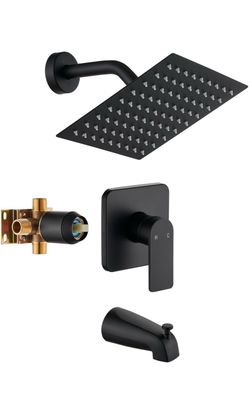 Brand new in box tub shower faucet set with head and spout (black)