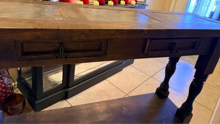 Rustic Wood Console Table with Faux Slate Top – $60 OBO