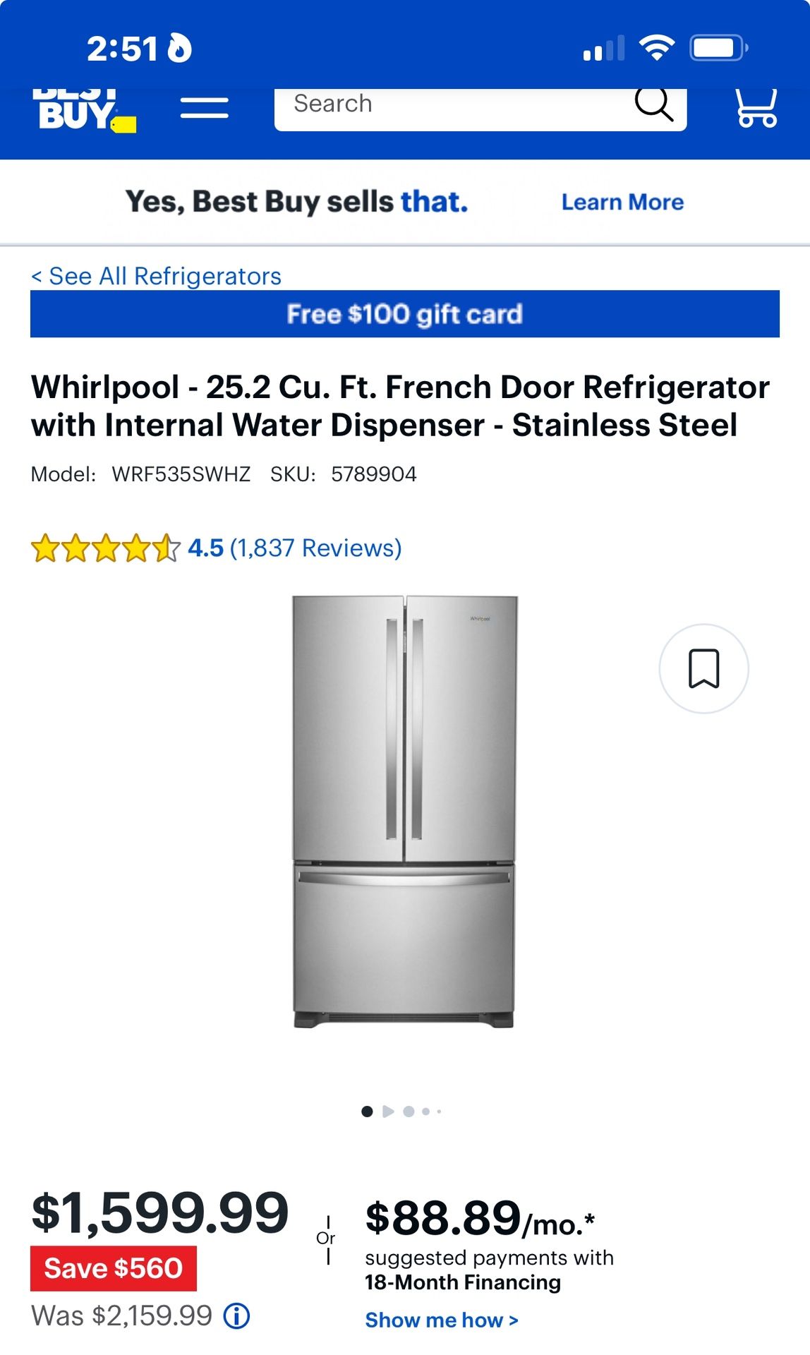 Whirlpool French Door Refrigerator