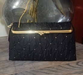 Oscar De La Renta Black And Gold Clutch
