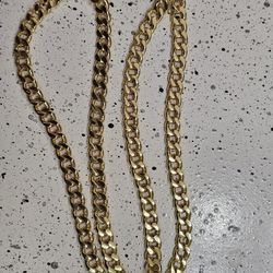 24" 18k Gold Plated Solid 925 Sterling Silver Miami Cuban Chain 7mm