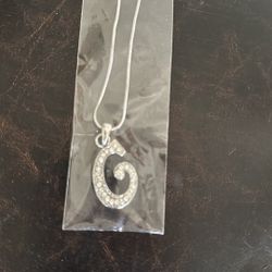 New in Package Silver Rhinestone G Necklace 