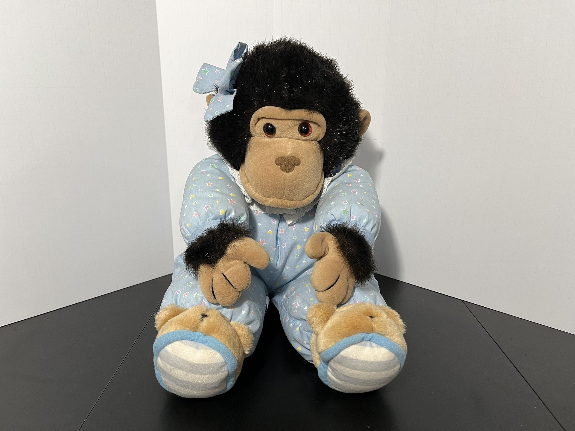 Vintage Baby Monkey Plush 20” Plush Creations 1993 Adorable Pajamas & Slippers