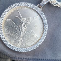 Silver Centenario With Silver Chain