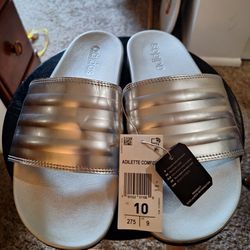 Adidas Adilette Women's Silver Slides Size 10