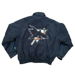 Vintage Pro Player San Jose Sharks NHL Campbell Conference Jacket Size XL