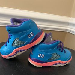 Nike 440890 307 Jordan V 5 Retro Teal Purple Pink Toddler Shoes Sneakers Sz6C