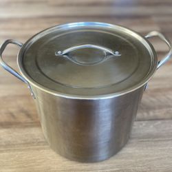 Large Stainless Steel Stock Pot 12.25” – 9” Tall w/ Lid