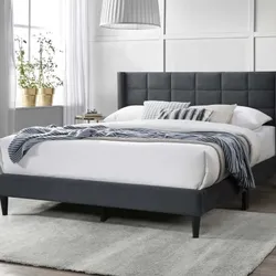 Queen Grey Euro Platform Bed With Ortho Mattress Included