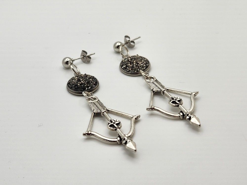 Silver Crossbow Earrings