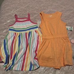 Lot Of 2 Girls 18 Months Dress And Romper 