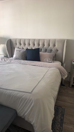 King Size Tufted Grey Bed