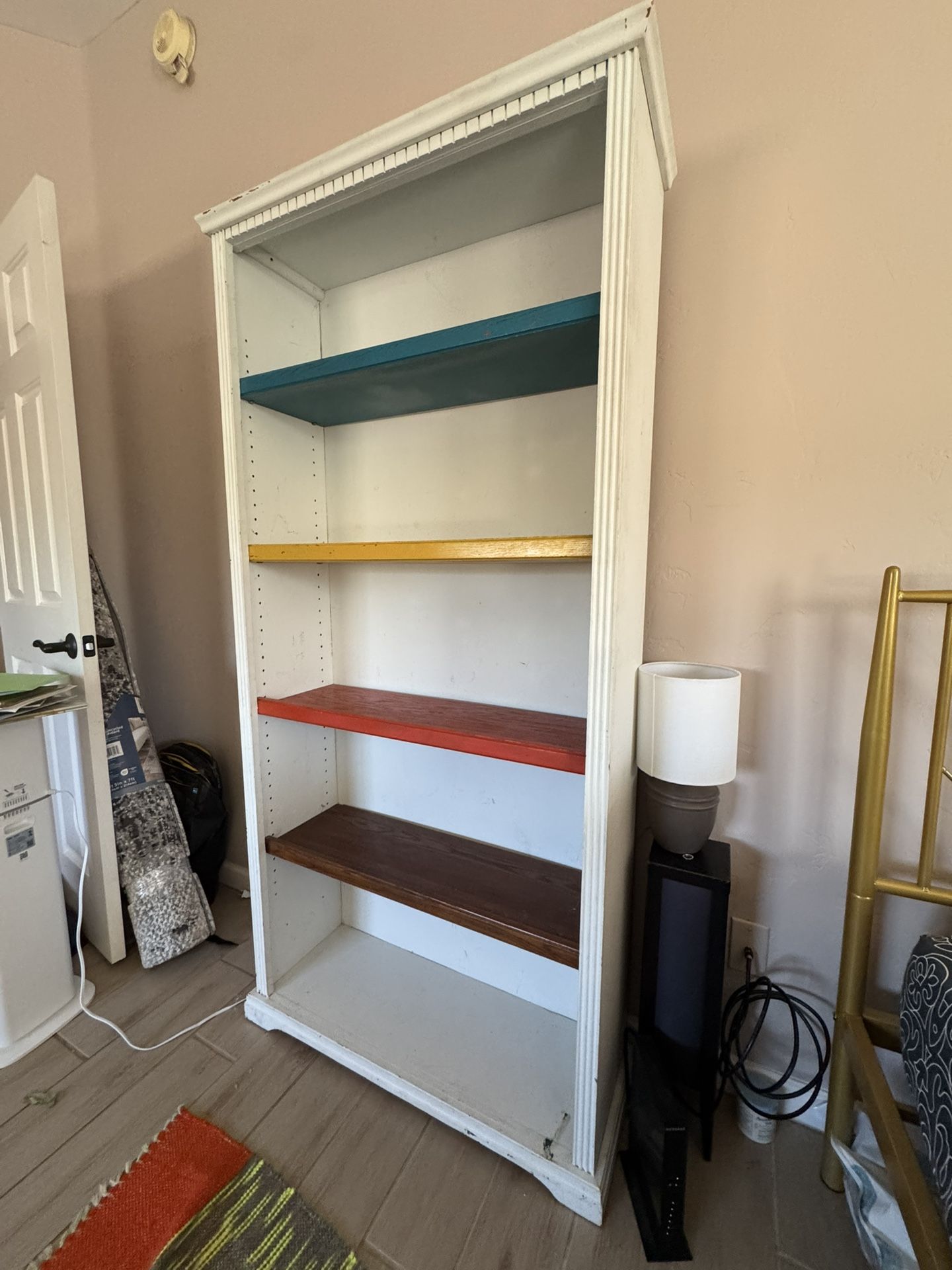 Bookcase With Colored Shelves