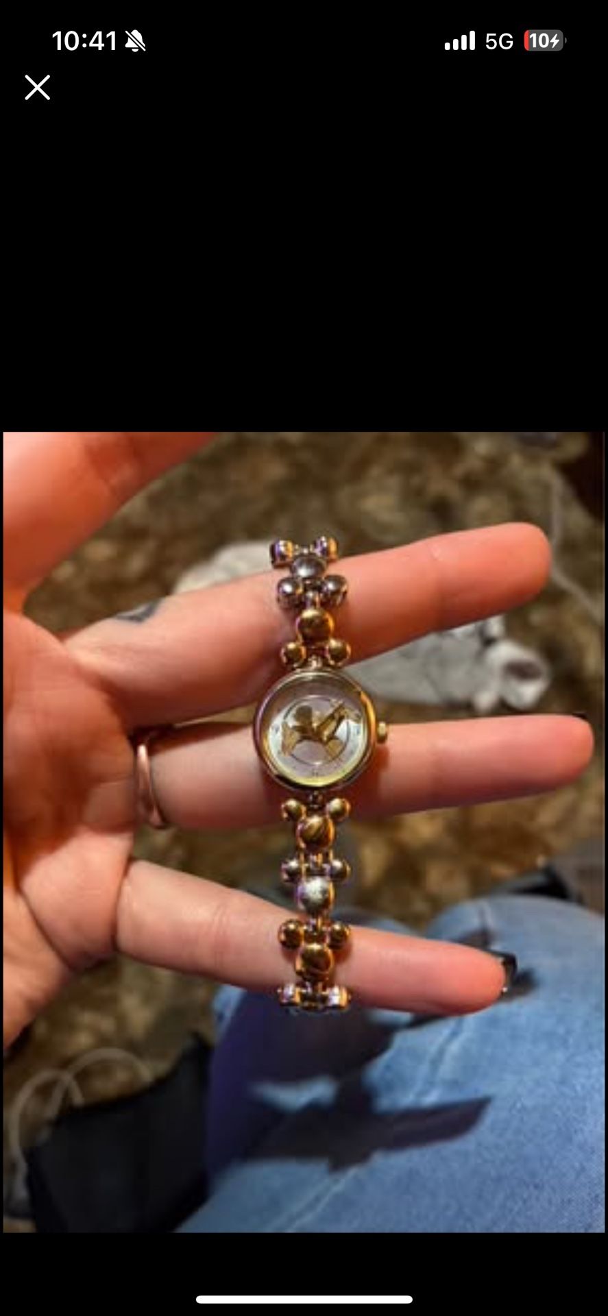 RARE Vintage Gold Tone Disney Mickey Mouse Watch