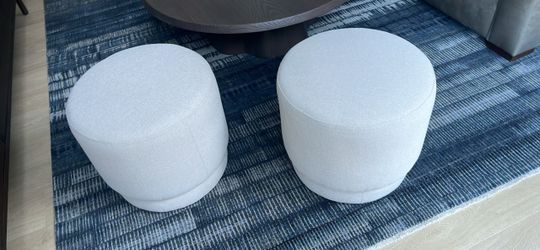 Set of 2 Round Upholstered Ottomans