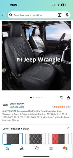 Giant Panda Jeep Wrangler Seat Covers Full Set Black