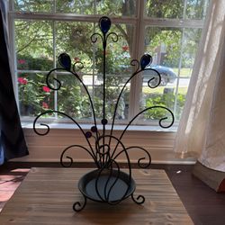 Moving Sale.. Wrought Iron Peacock Candle Holder 