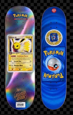 Jolteon EX SANTA CRUZ Pokemon 30 year anniversary Skateboard Deck