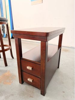 Wood Side Table and Bar Stools
