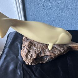 Beautiful Whale Sculpture Art on Wood Decor