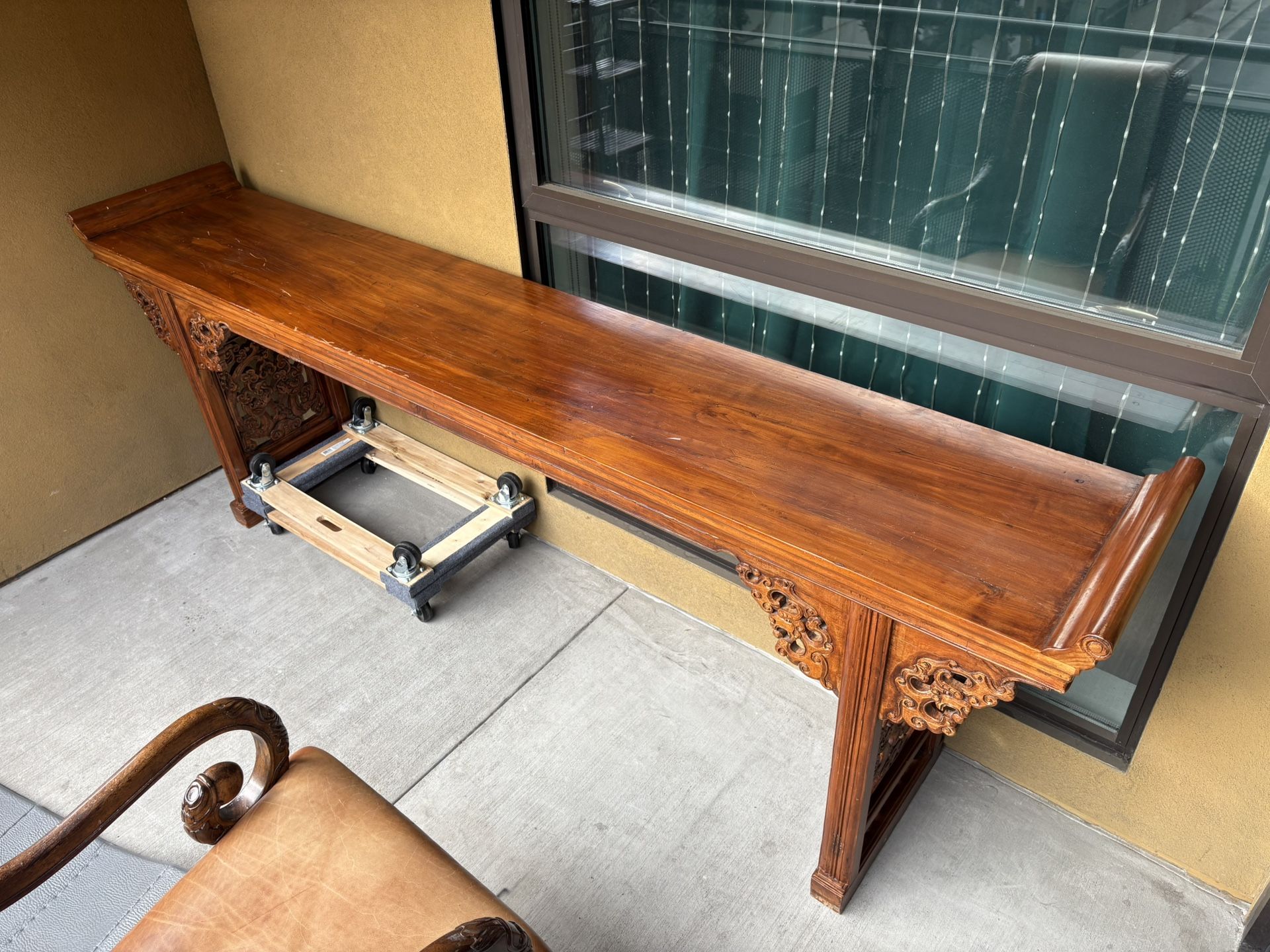 Antique 19th Century Chinese Carved Elmwood Alter Table