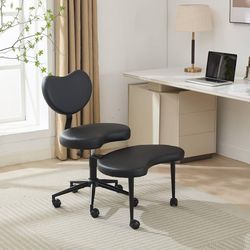 Office Chair Meditation Chair Plus, Crossed Legs Sitting Chair with Wheels, ADHD Chair, Desk Chair with Lumbar Support and Adjustable Stool, Flexible 