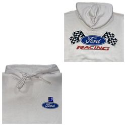 Ford Racing White Pullover Hoodie Sweatshirt Mens Medium New